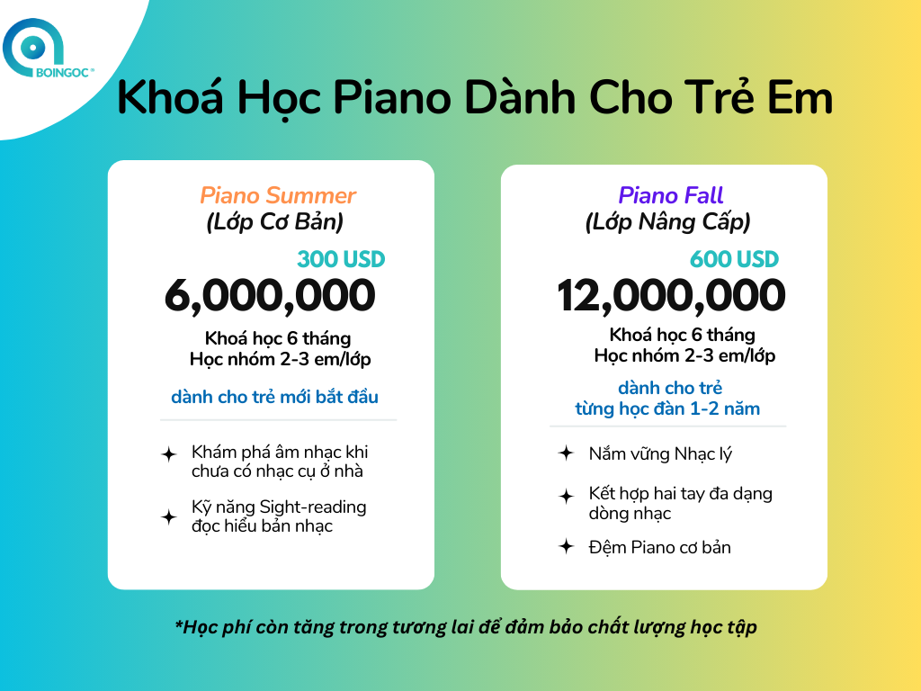 học phí boi ngoc piano dành cho trẻ em
